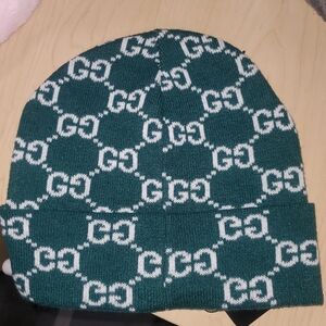Gucci Teal and White Logo Beanie